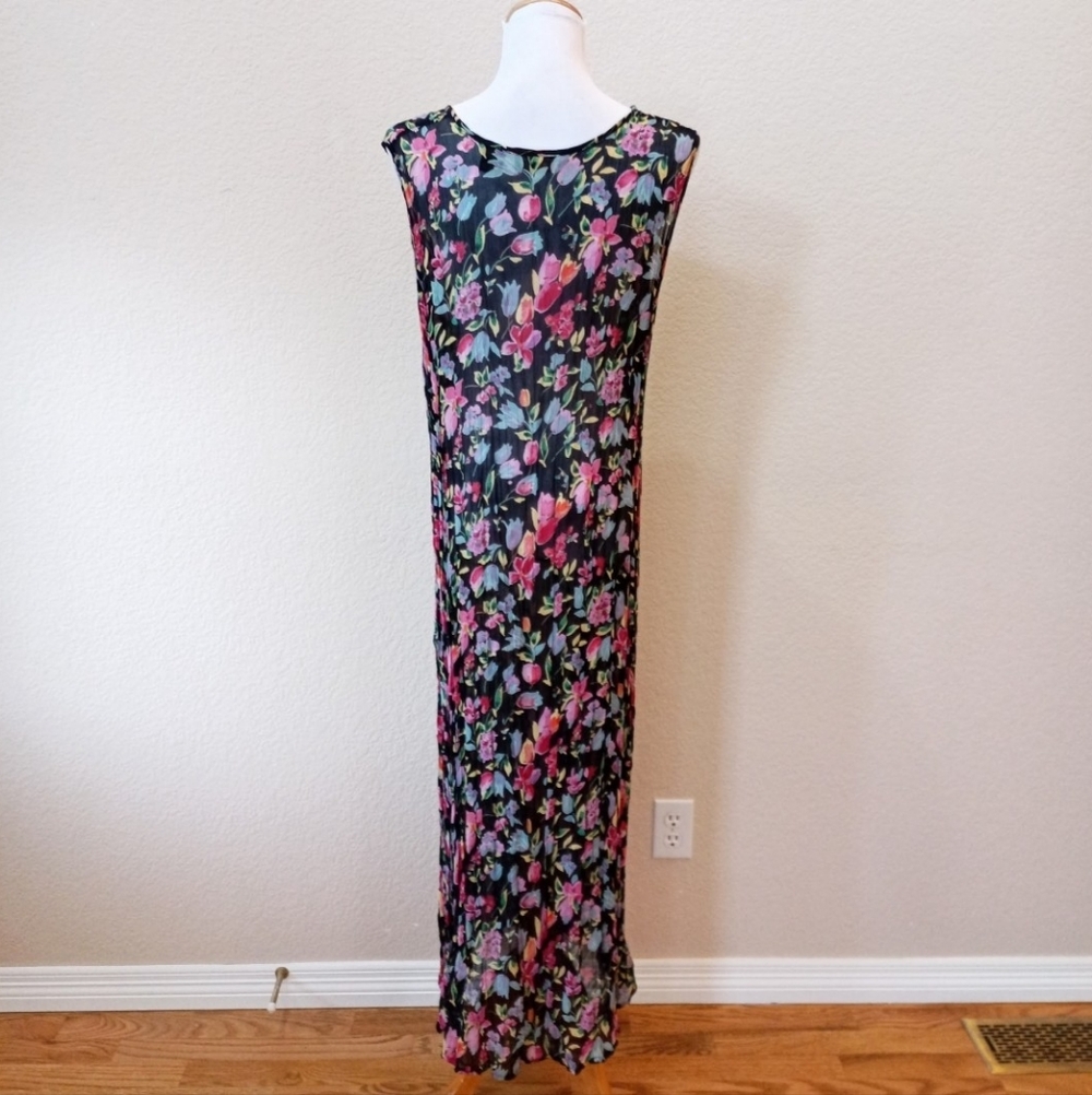 Lola P vintage Y2K floral crinkle semi-sheer maxi dress - Picture 4 of 9